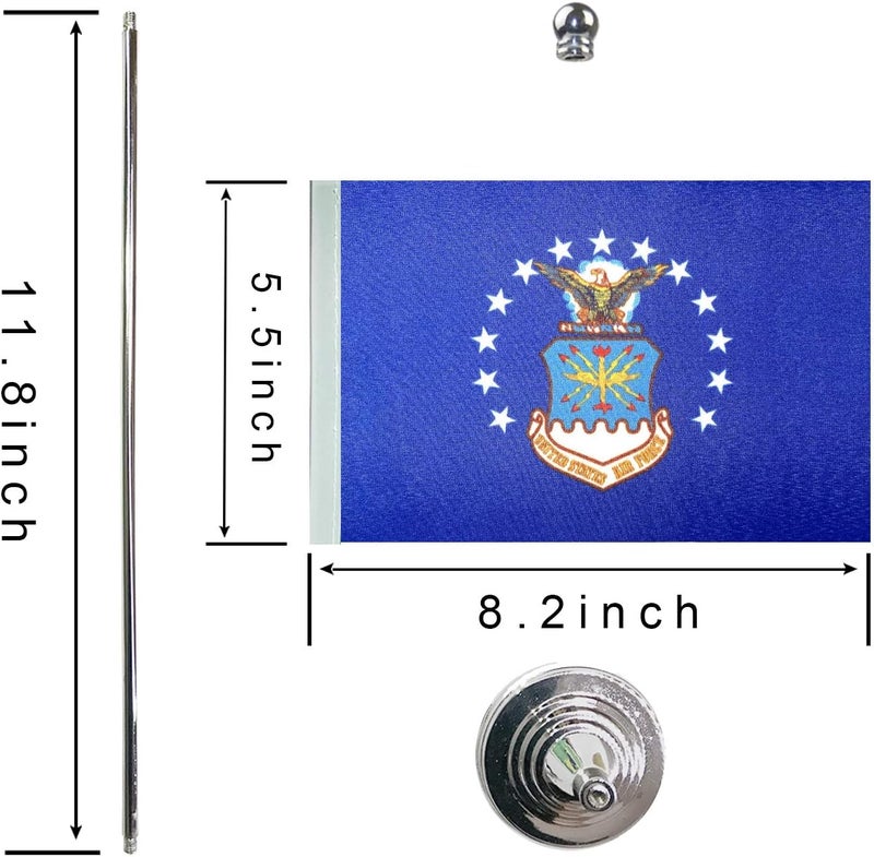 WXTWK 2 Pack American USA Air Force Desk Flag Small Mini US Military Table Flags With Stand Base,United States Army Festival Events Celebration Decorations - Image 2
